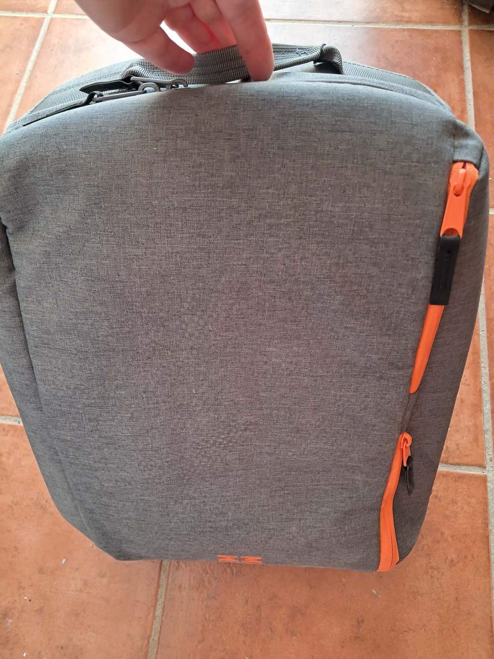 Gray Carrying Case With Baby/Toddler Carrier Inside.  Orange Accents-Brand New